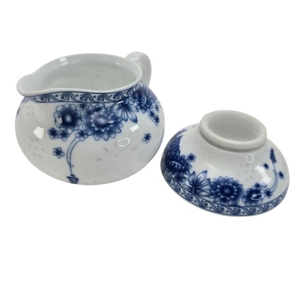 Vintage Blue & White Porcelain Oil & Vinegar Dispenser With Funnel Set JE112 - Picture 12 of 12